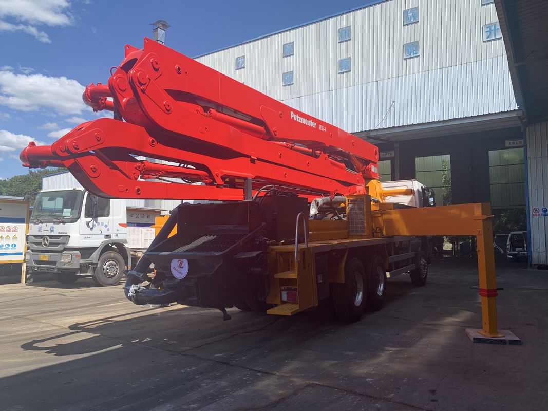 붐 베톤 펌프 기계를 위치시키는 푸츠마이스터 38m 벤츠 콘크리트 기계 콘크리트는 콘크리트 펌프 트럭을 사용했습니다