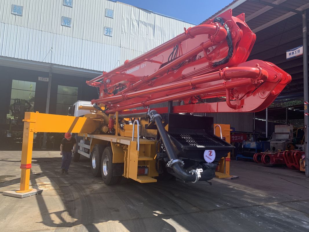 붐 베톤 펌프 기계를 위치시키는 푸츠마이스터 38m 벤츠 콘크리트 기계 콘크리트는 콘크리트 펌프 트럭을 사용했습니다