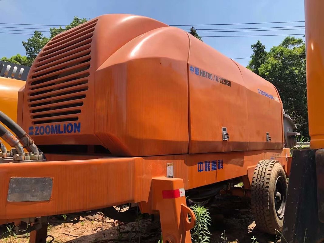 80CBM 8Mpa 중고 콘크리트 트레일러 펌프 전기 유압 고정