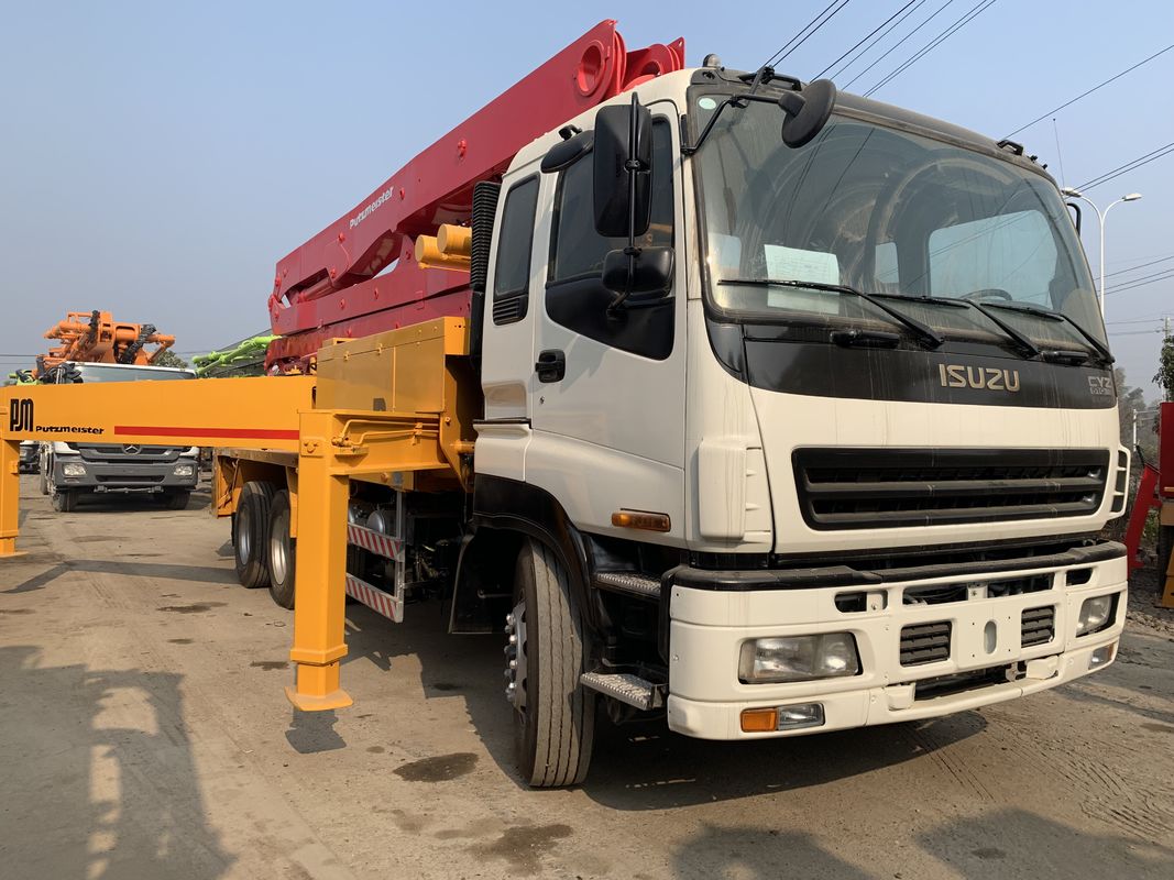 6 Putzmeister 38m 배치 붐 사용된 트럭 탑재 콘크리트 펌프 Beton Pumper 기계