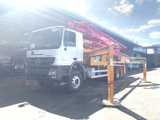붐 베톤 펌프 기계를 위치시키는 푸츠마이스터 38m 벤츠 콘크리트 기계 콘크리트는 콘크리트 펌프 트럭을 사용했습니다